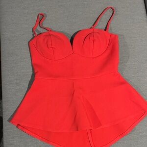 Coral Peplum Bustier Top
